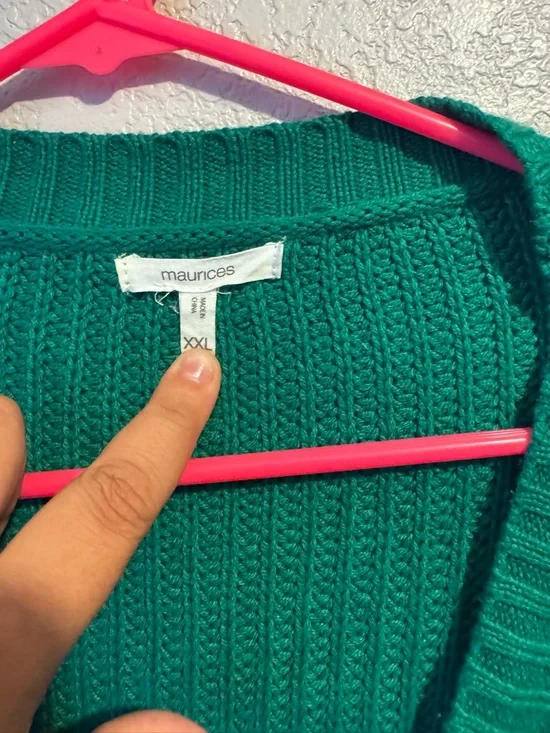 Maurices Emerald Green V-Neck Button Cardigan Sweater - Picture 2 of 3